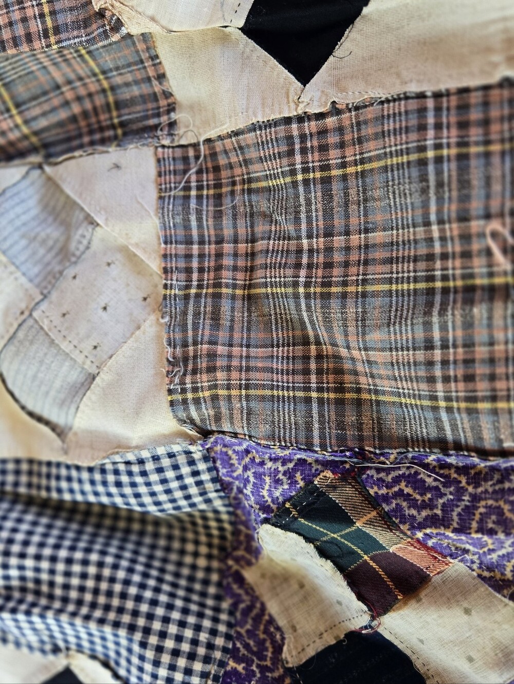 Vintage Patchwork Skirt in Navy and Cream + White Gap Cotton Blouse Extra Small - Picture 8 of 14